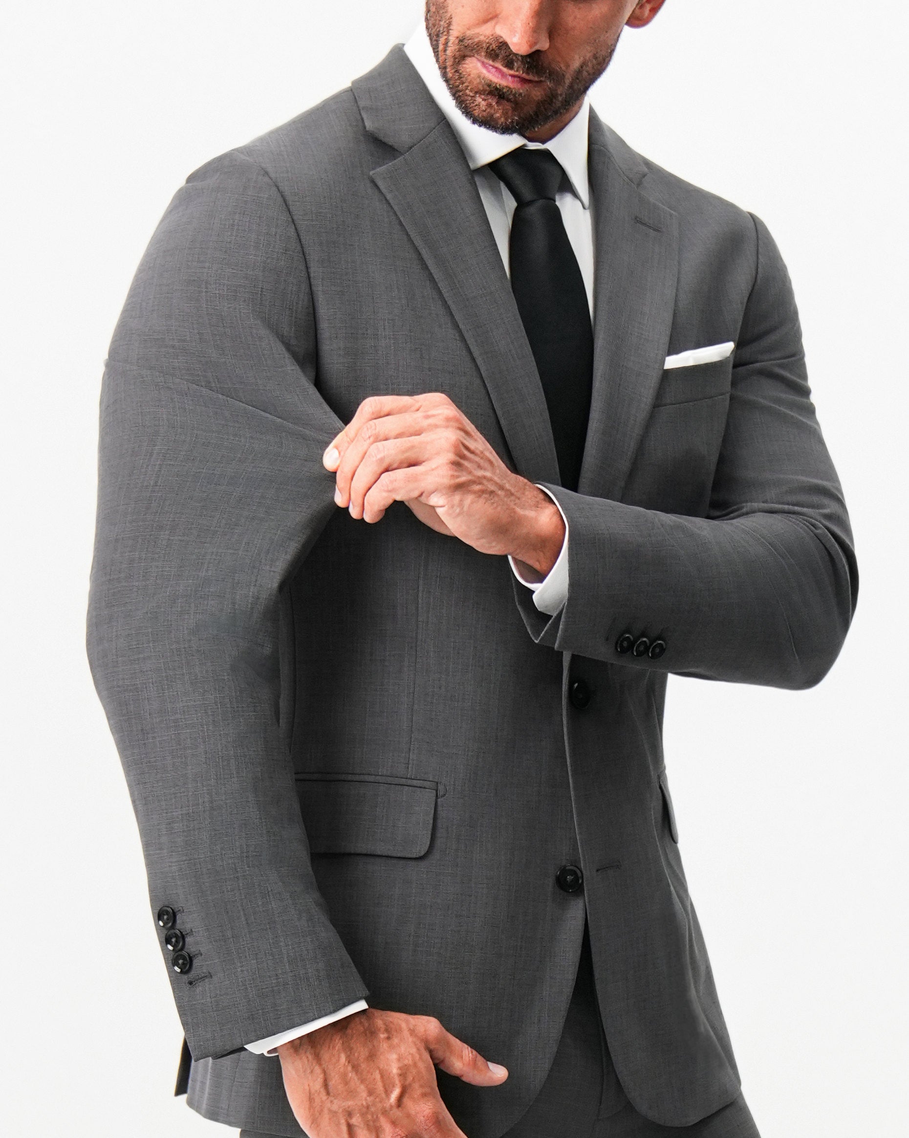 State & Liberty Athletic Fit Stretch Blazer - Dark Grey Crosshatch