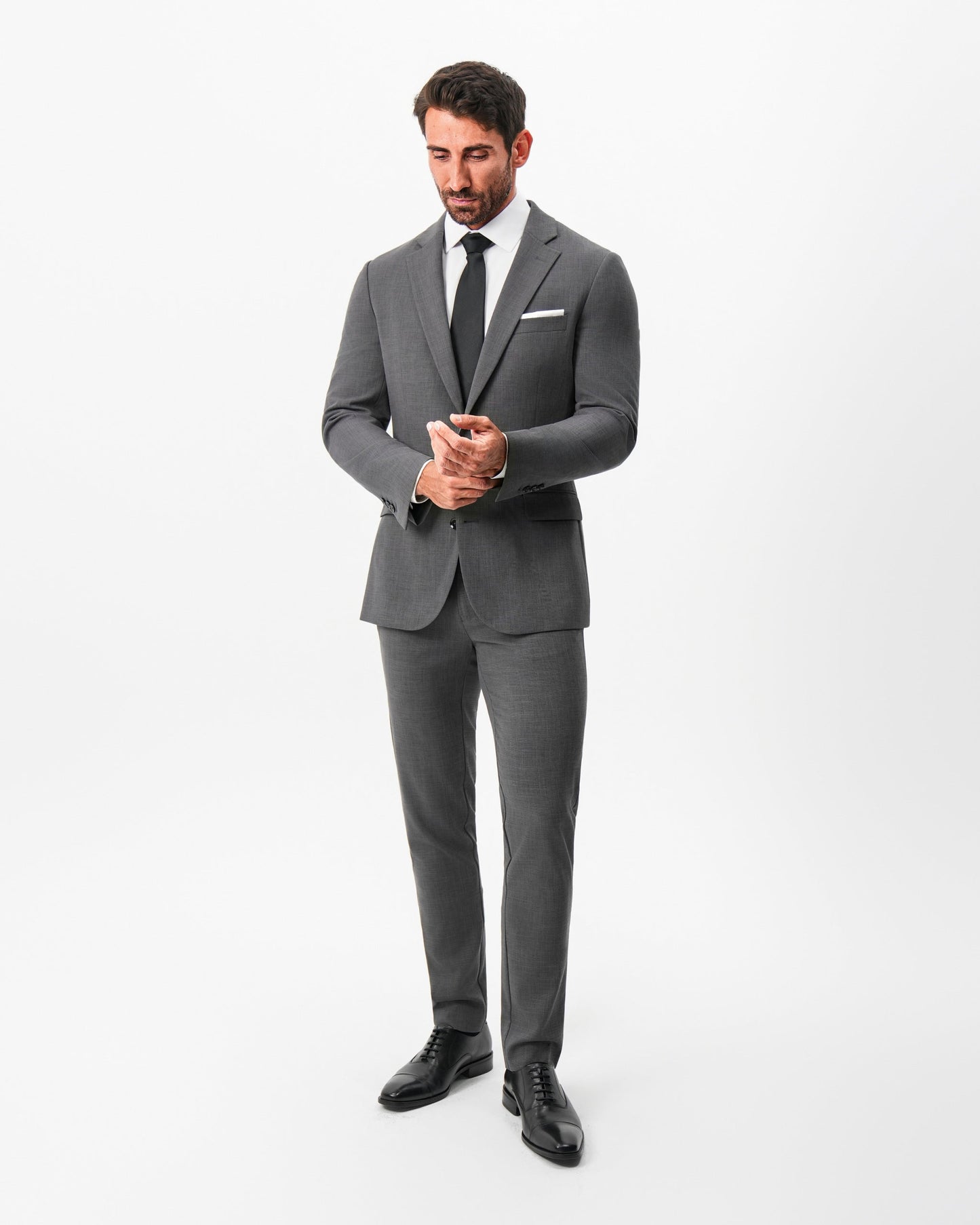 State & Liberty Athletic Fit Stretch Blazer - Dark Grey Crosshatch