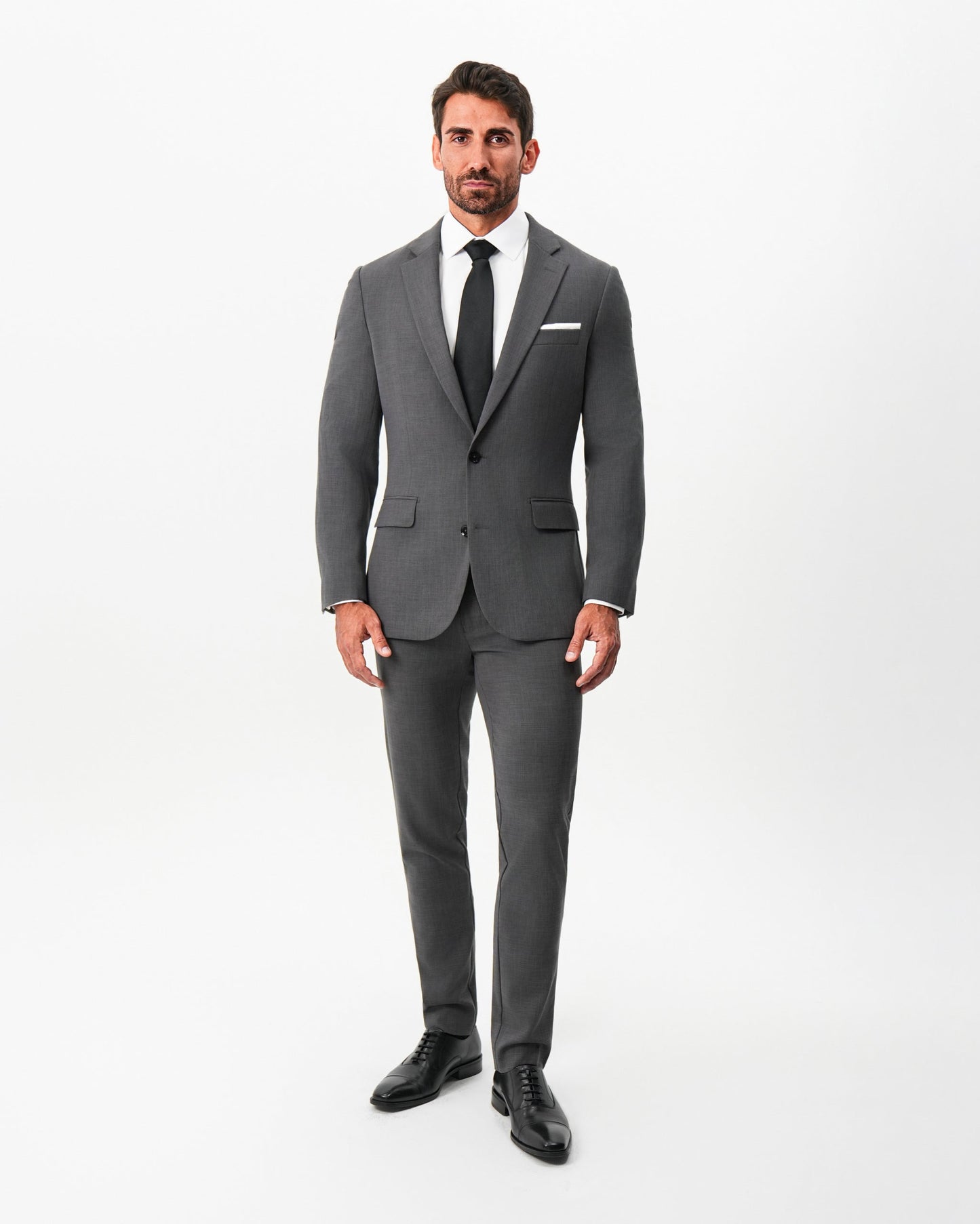 State & Liberty Athletic Fit Stretch Blazer - Dark Grey Crosshatch