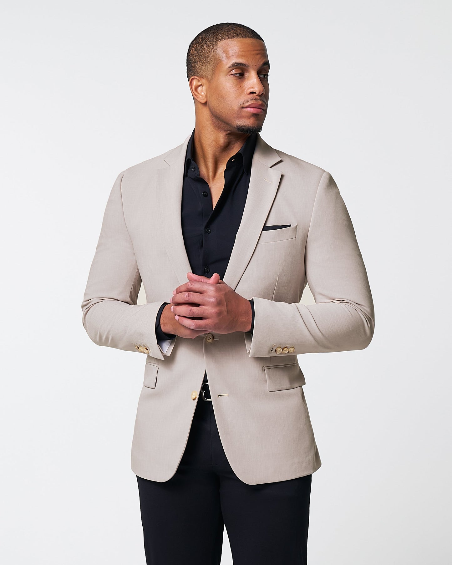 State & Liberty Athletic Fit Stretch Blazer - Heathered Stone