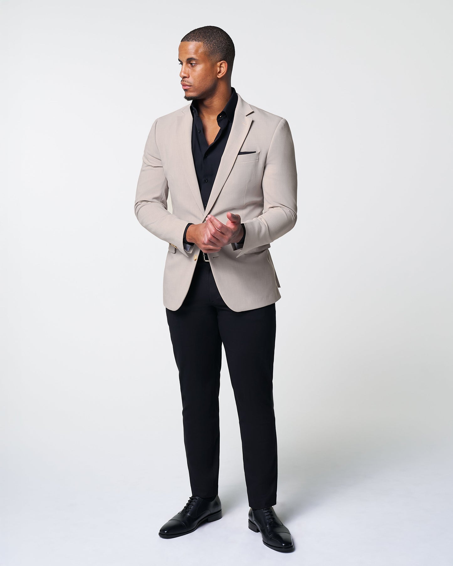 State & Liberty Athletic Fit Stretch Blazer - Heathered Stone