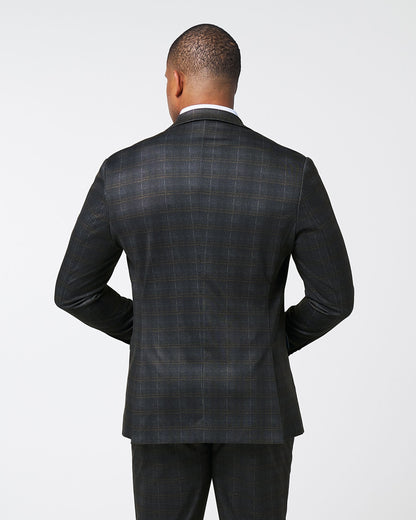 State & Liberty Athletic Fit Stretch Blazer - Brown Plaid