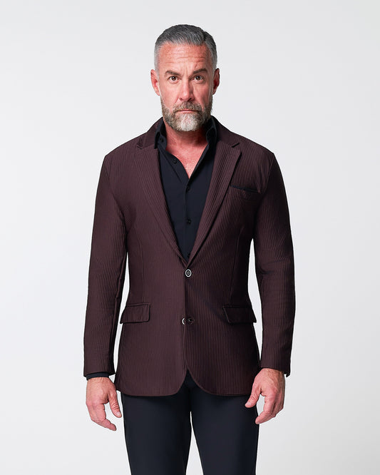 State & Liberty Athletic Fit Stretch Blazer - Plum Seersucker
