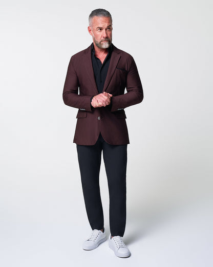 State & Liberty Athletic Fit Stretch Blazer - Plum Seersucker