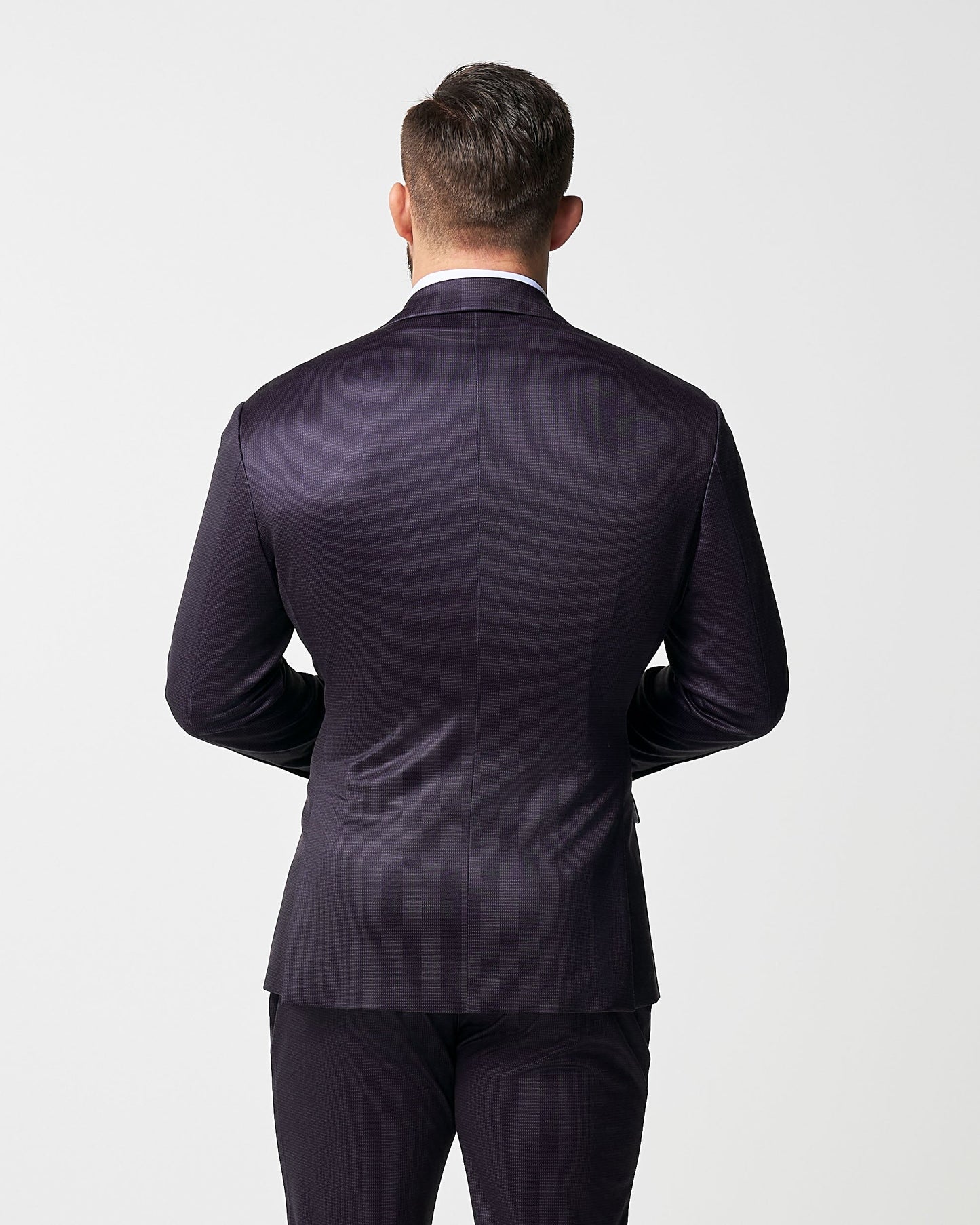 State & Liberty Athletic Fit Stretch Blazer - Deep Burgundy Microcheck