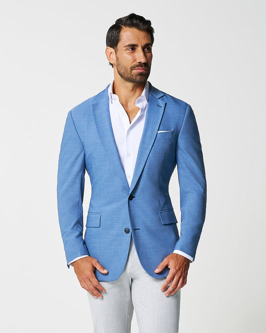State & Liberty Athletic Fit Stretch Blazer - Heathered Light Blue