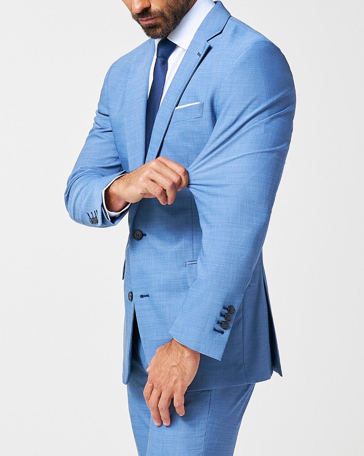 State & Liberty Athletic Fit Stretch Blazer - Heathered Light Blue