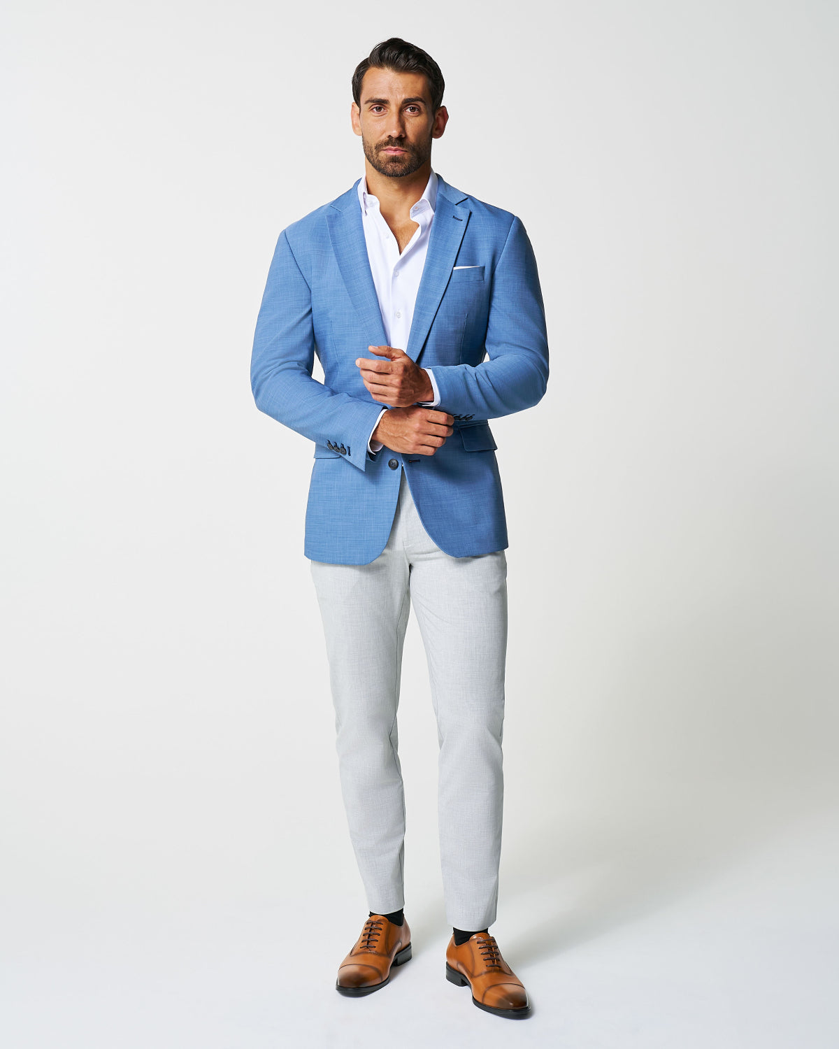 State & Liberty Athletic Fit Stretch Blazer - Heathered Light Blue