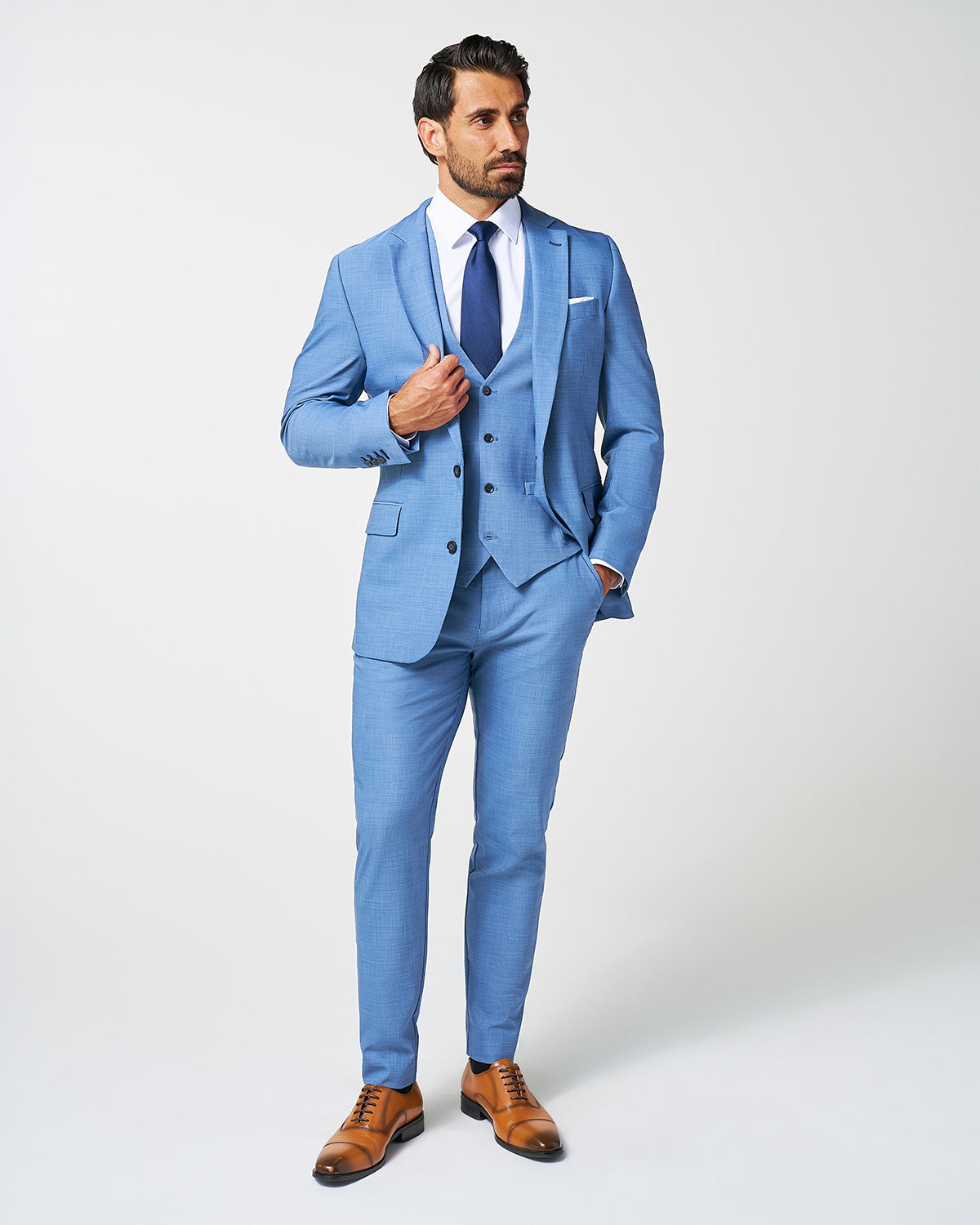 State & Liberty Athletic Fit Stretch Blazer - Heathered Light Blue