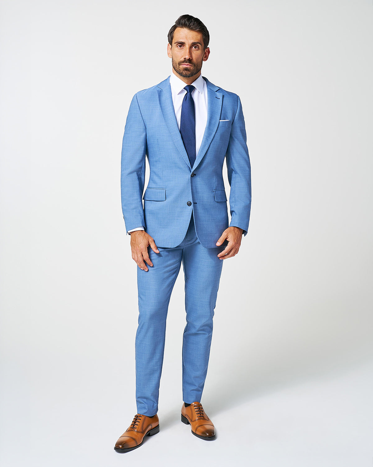 State & Liberty Athletic Fit Stretch Blazer - Heathered Light Blue
