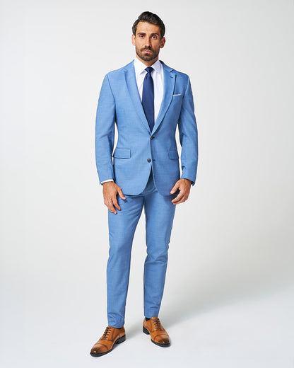 State & Liberty Athletic Fit Stretch Blazer - Heathered Light Blue