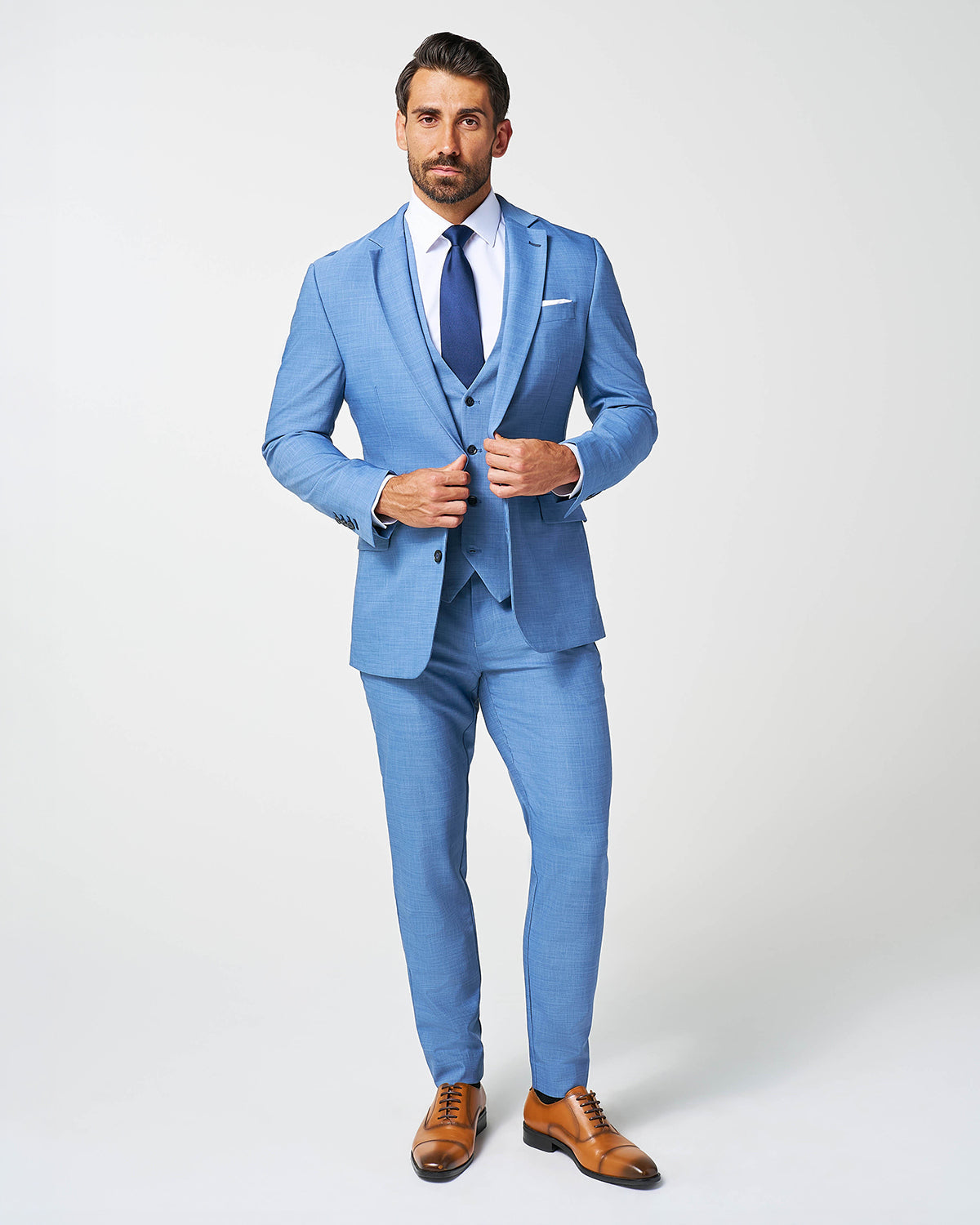 State & Liberty Athletic Fit Stretch Blazer - Heathered Light Blue