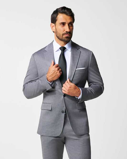 State & Liberty Athletic Fit Stretch Blazer - Shadow Grey Plaid