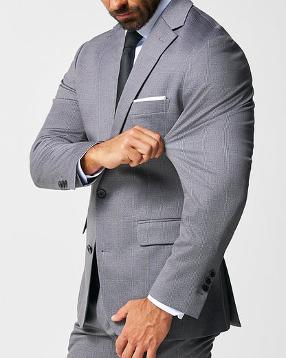 State & Liberty Athletic Fit Stretch Blazer - Shadow Grey Plaid