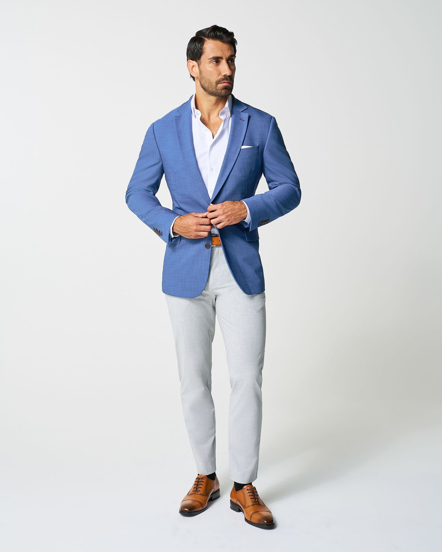 State & Liberty Athletic Fit Stretch Blazer - Heathered Blue