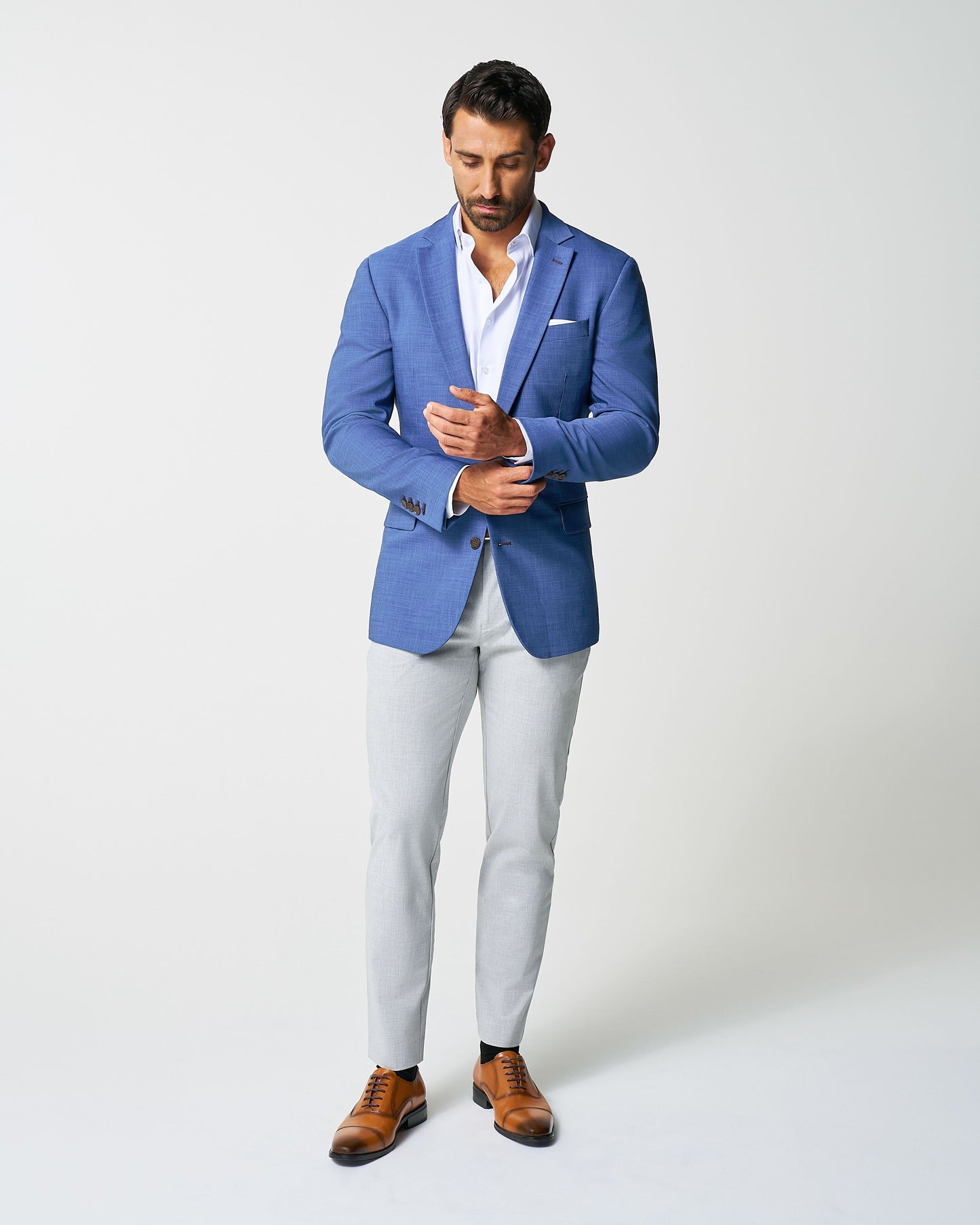 State & Liberty Athletic Fit Stretch Blazer - Heathered Blue