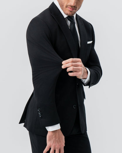 State & Liberty Athletic Fit Stretch Blazer - Black - Pick Stitch