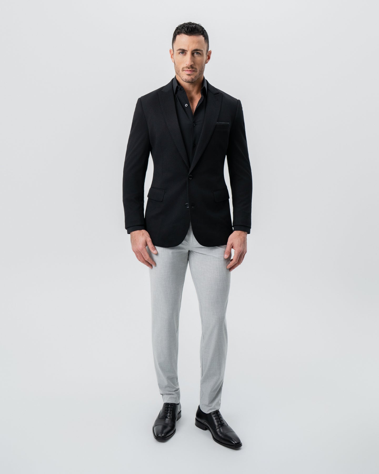 State & Liberty Athletic Fit Stretch Blazer - Black - Pick Stitch