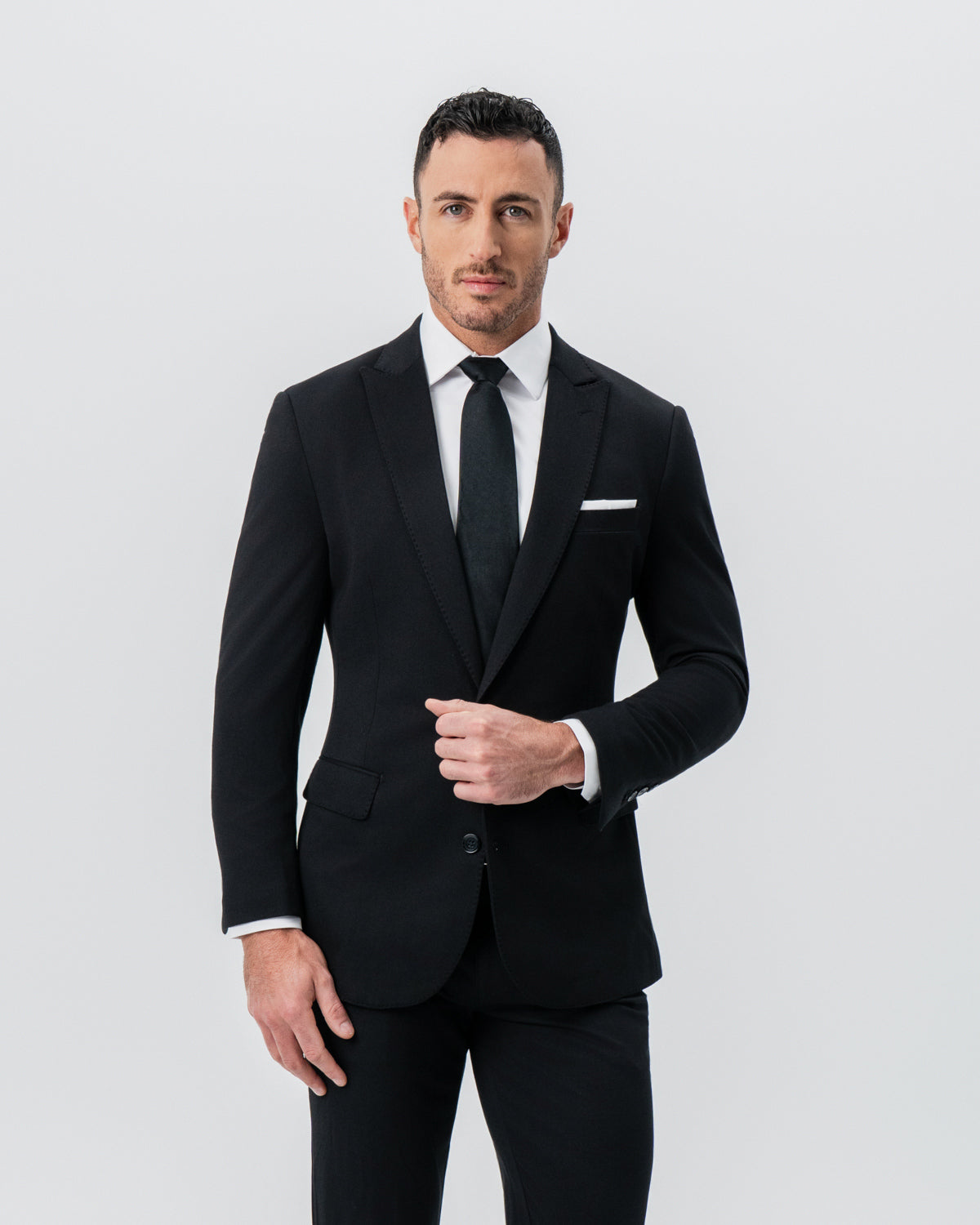 State & Liberty Athletic Fit Stretch Blazer - Black - Pick Stitch