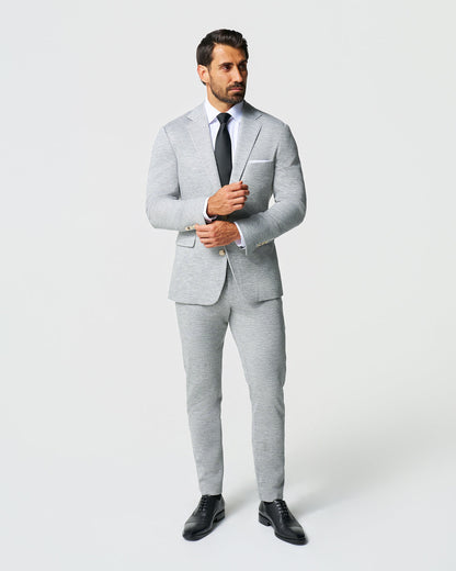 State & Liberty Athletic Fit Stretch Wool Blazer - Light Grey with White Mini Stripe