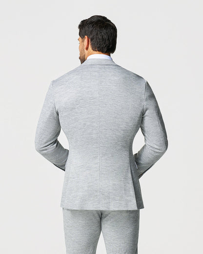 State & Liberty Athletic Fit Stretch Wool Blazer - Light Grey with White Mini Stripe