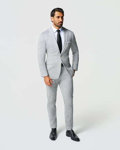 State & Liberty Athletic Fit Stretch Wool Blazer - Light Grey with White Mini Stripe