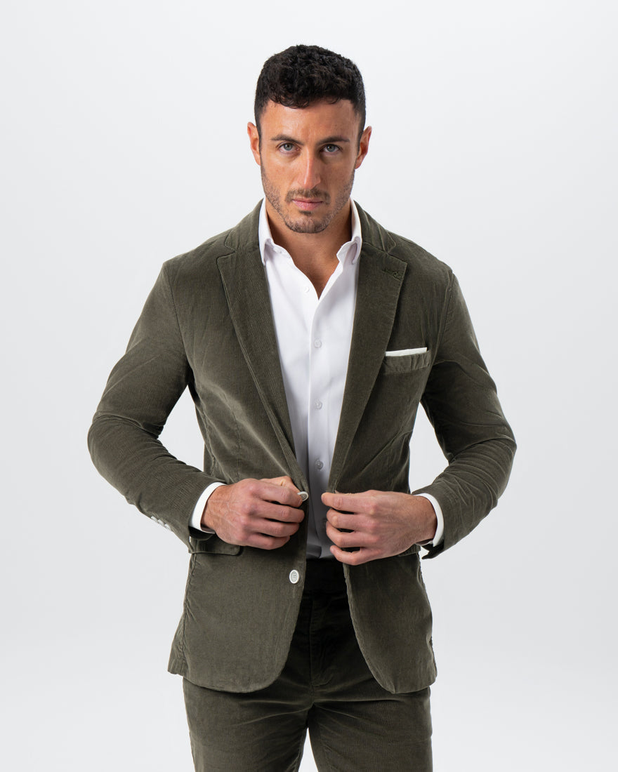 State & Liberty Unstructured Corduroy Blazer - Dark Olive
