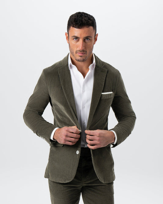 State & Liberty Unstructured Corduroy Blazer - Dark Olive