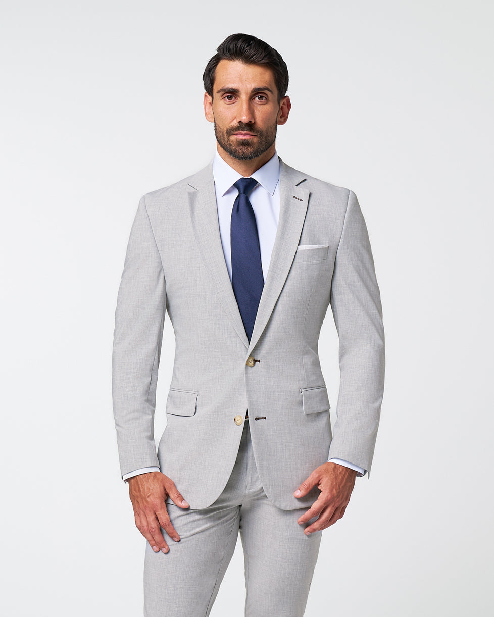State & Liberty Athletic Fit Stretch Blazer - Lightweight Heathered Light Grey
