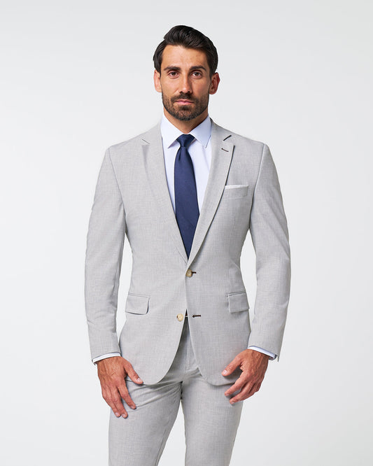 State & Liberty Athletic Fit Stretch Blazer - Lightweight Heathered Light Grey