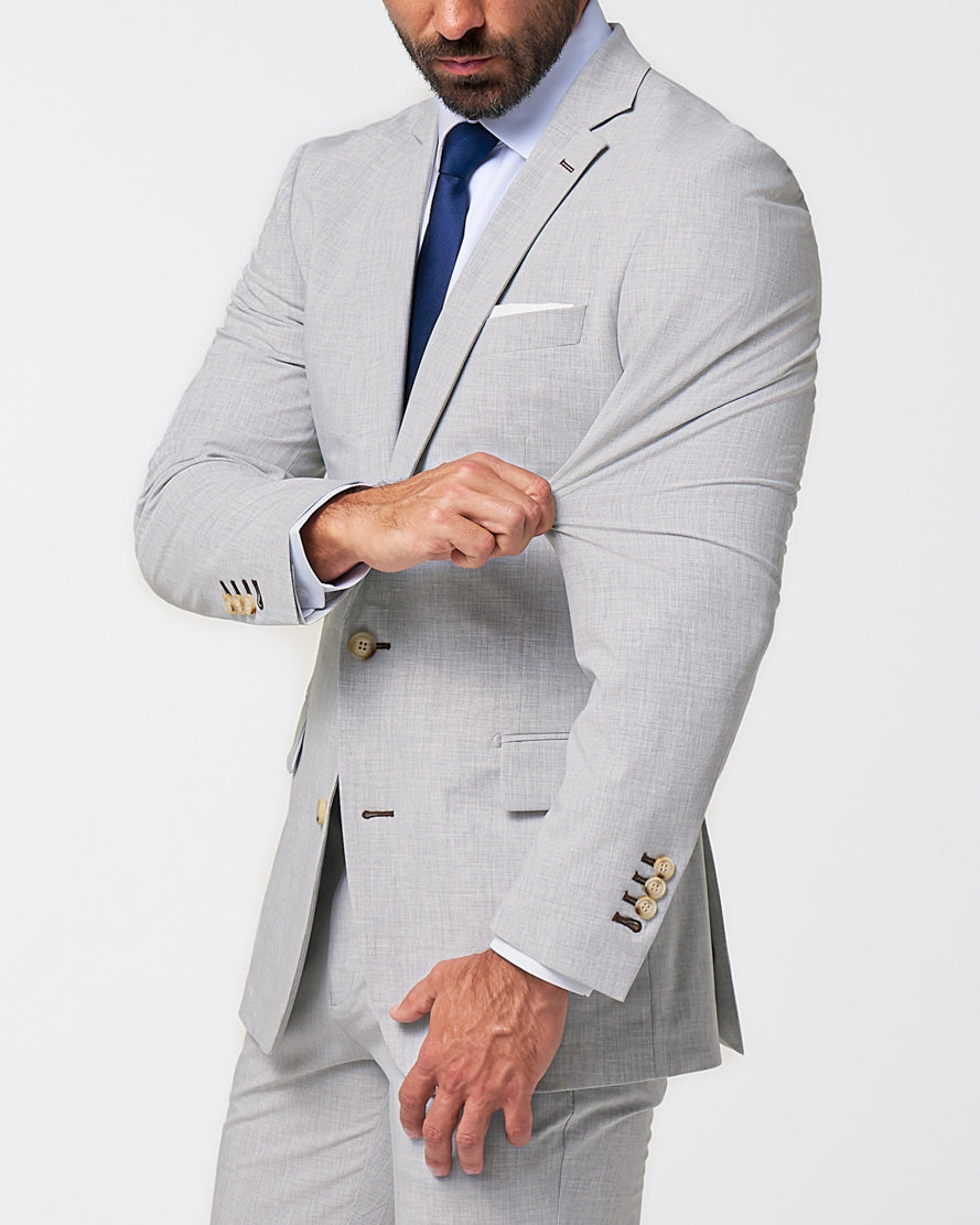 State & Liberty Athletic Fit Stretch Blazer - Lightweight Heathered Light Grey
