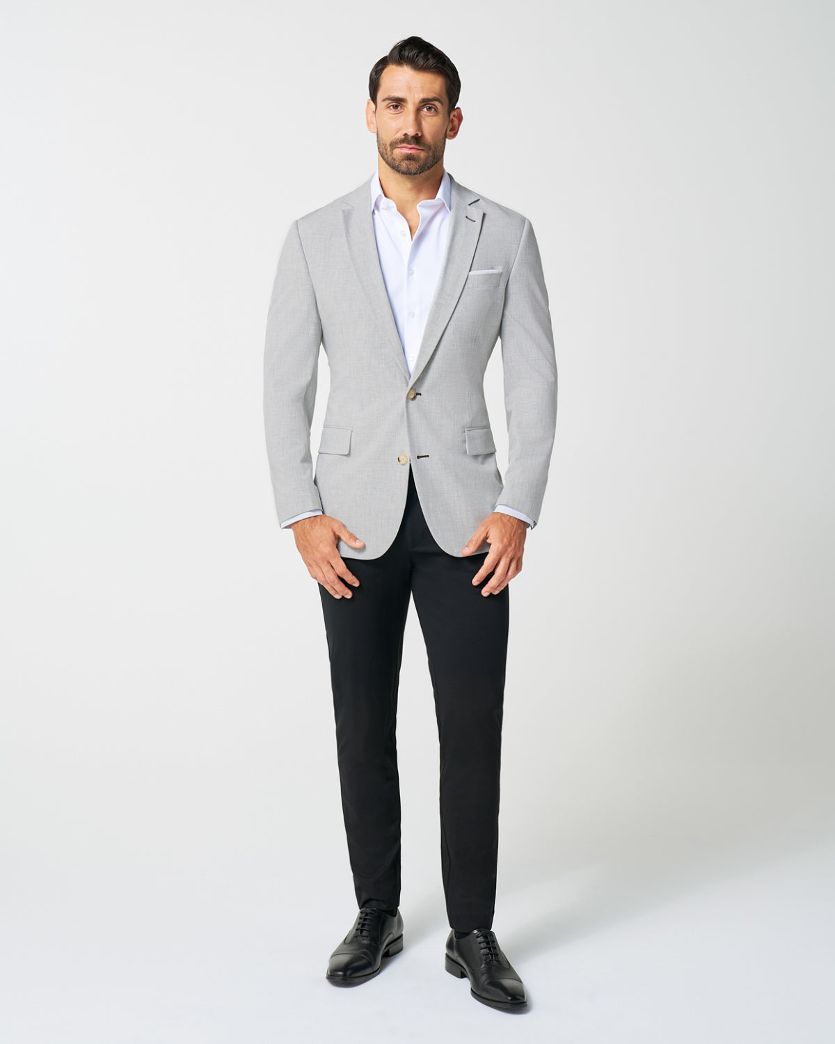 State & Liberty Athletic Fit Stretch Blazer - Lightweight Heathered Light Grey