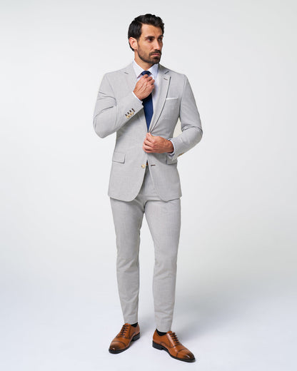 State & Liberty Athletic Fit Stretch Blazer - Lightweight Heathered Light Grey
