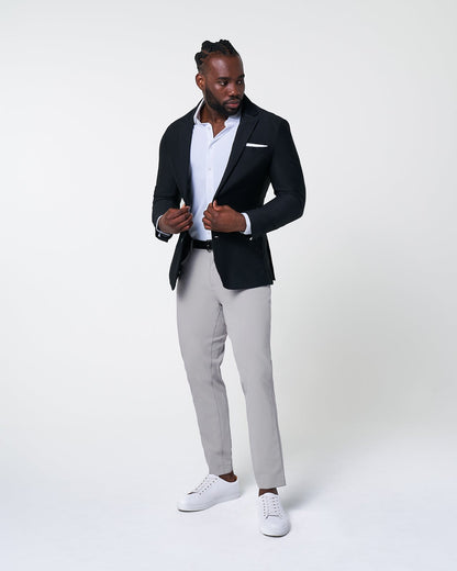 State & Liberty Athletic Fit Stretch Blazer - Black Seersucker