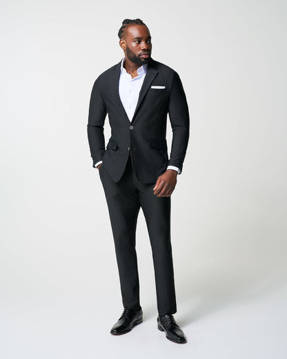 State & Liberty Athletic Fit Stretch Blazer - Black Seersucker