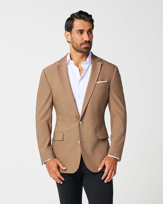 State & Liberty Athletic Fit Stretch Blazer - Heathered Cappuccino