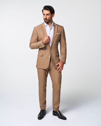 State & Liberty Athletic Fit Stretch Blazer - Heathered Cappuccino