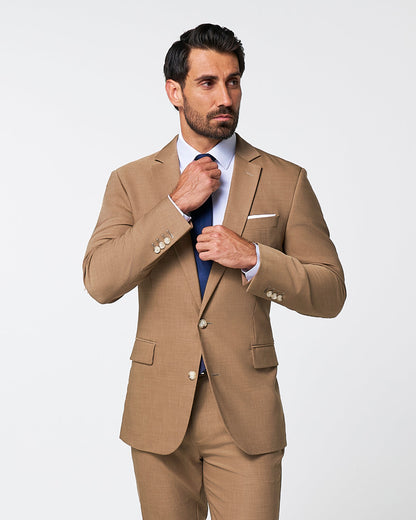 State & Liberty Athletic Fit Stretch Blazer - Heathered Cappuccino