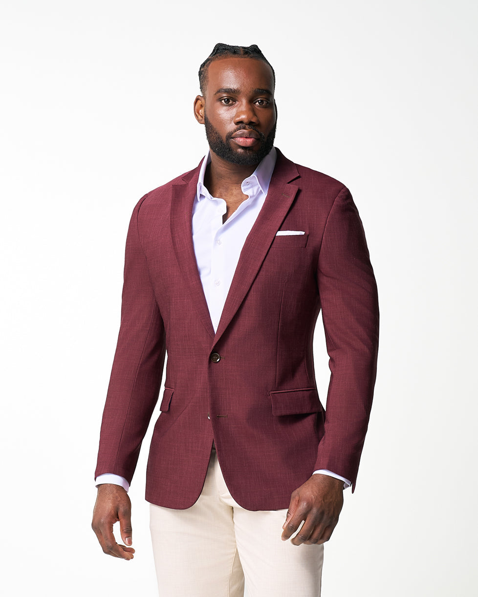 State & Liberty Athletic Fit Stretch Blazer - Heathered Maroon