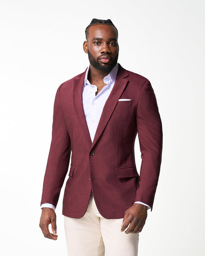 State & Liberty Athletic Fit Stretch Blazer - Heathered Maroon