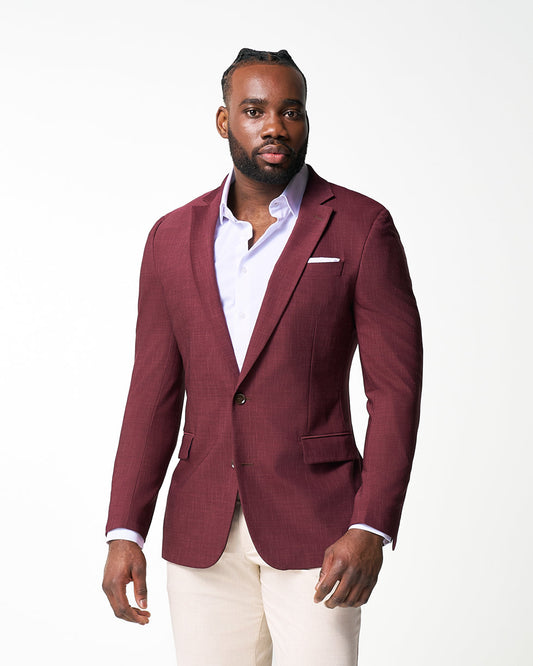 State & Liberty Athletic Fit Stretch Blazer - Heathered Maroon