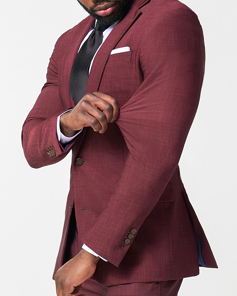 State & Liberty Athletic Fit Stretch Blazer - Heathered Maroon