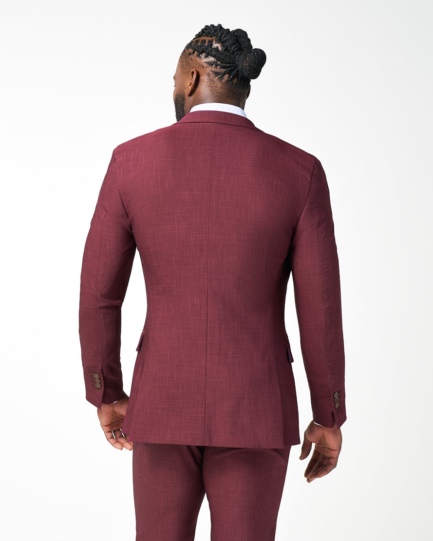 State & Liberty Athletic Fit Stretch Blazer - Heathered Maroon