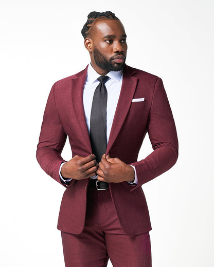State & Liberty Athletic Fit Stretch Blazer - Heathered Maroon
