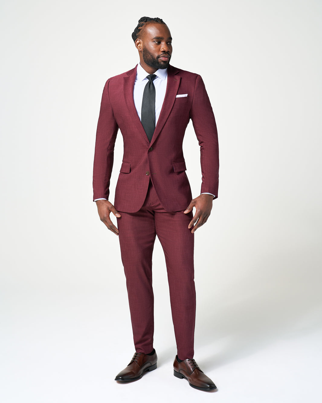 State & Liberty Athletic Fit Stretch Blazer - Heathered Maroon
