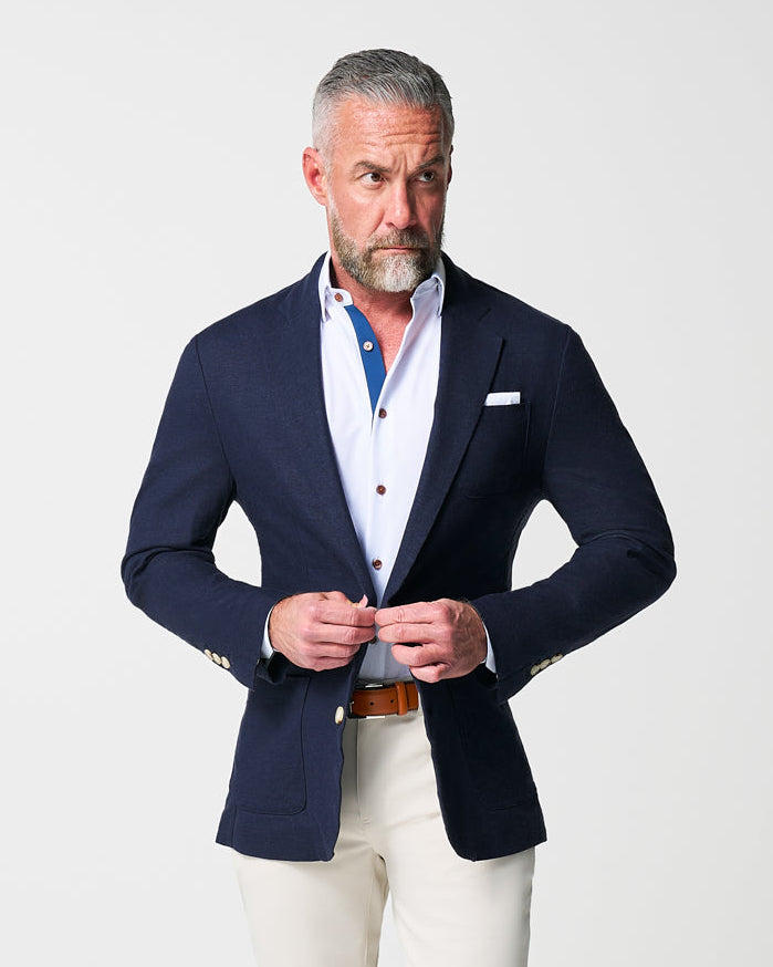 State & Liberty Unstructured Linen Blazer - Navy