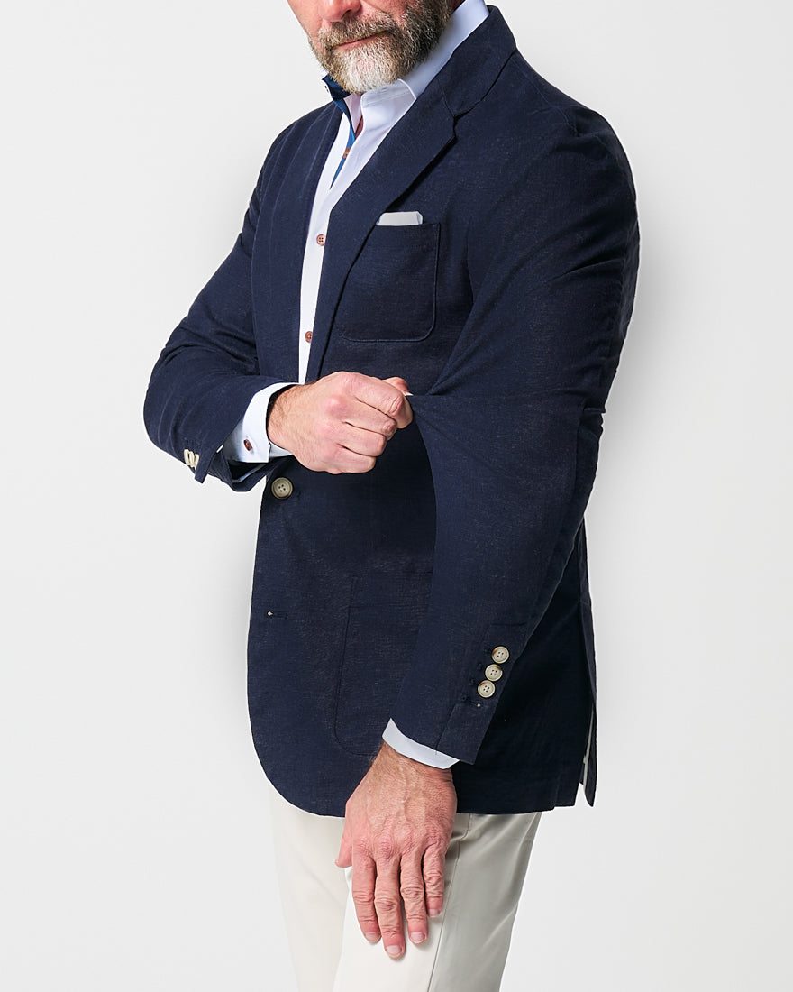 State & Liberty Unstructured Linen Blazer - Navy