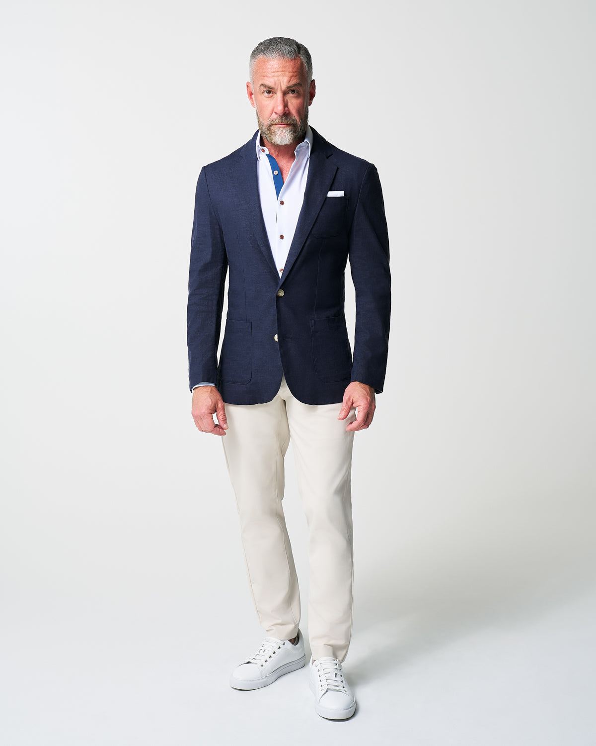 State & Liberty Unstructured Linen Blazer - Navy