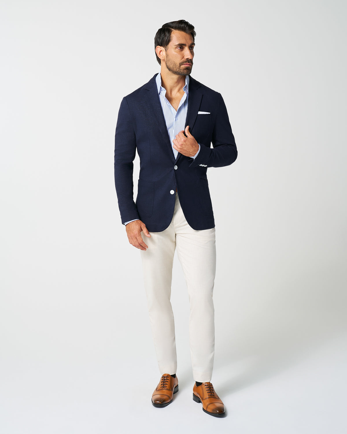 State & Liberty Unstructured Linen Blazer - Navy