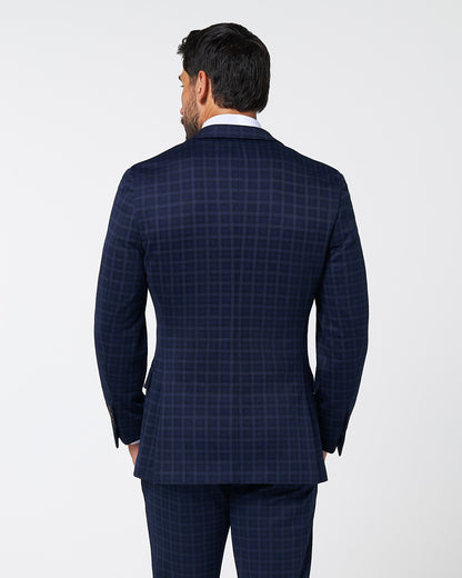 State & Liberty Athletic Fit Stretch Wool Blazer - Blue Plaid